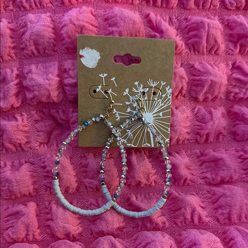 Elegant Beaded Hoop Earrings on French wire